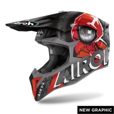 Кроссовый шлем Airoh Wraap Alien Серо-Красный