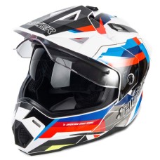 Шлем мотард HIZER J6802 ADVENTURE #7 белый синий красный