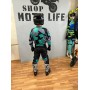 Комплект мотоэкипировки (костюм) Extreme moto черный-серый-бирюзовый